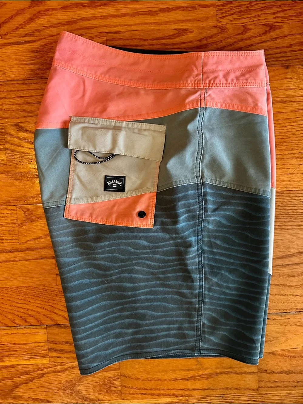 Billabong Men's Coral and Teal Colorblock Swim Trunks